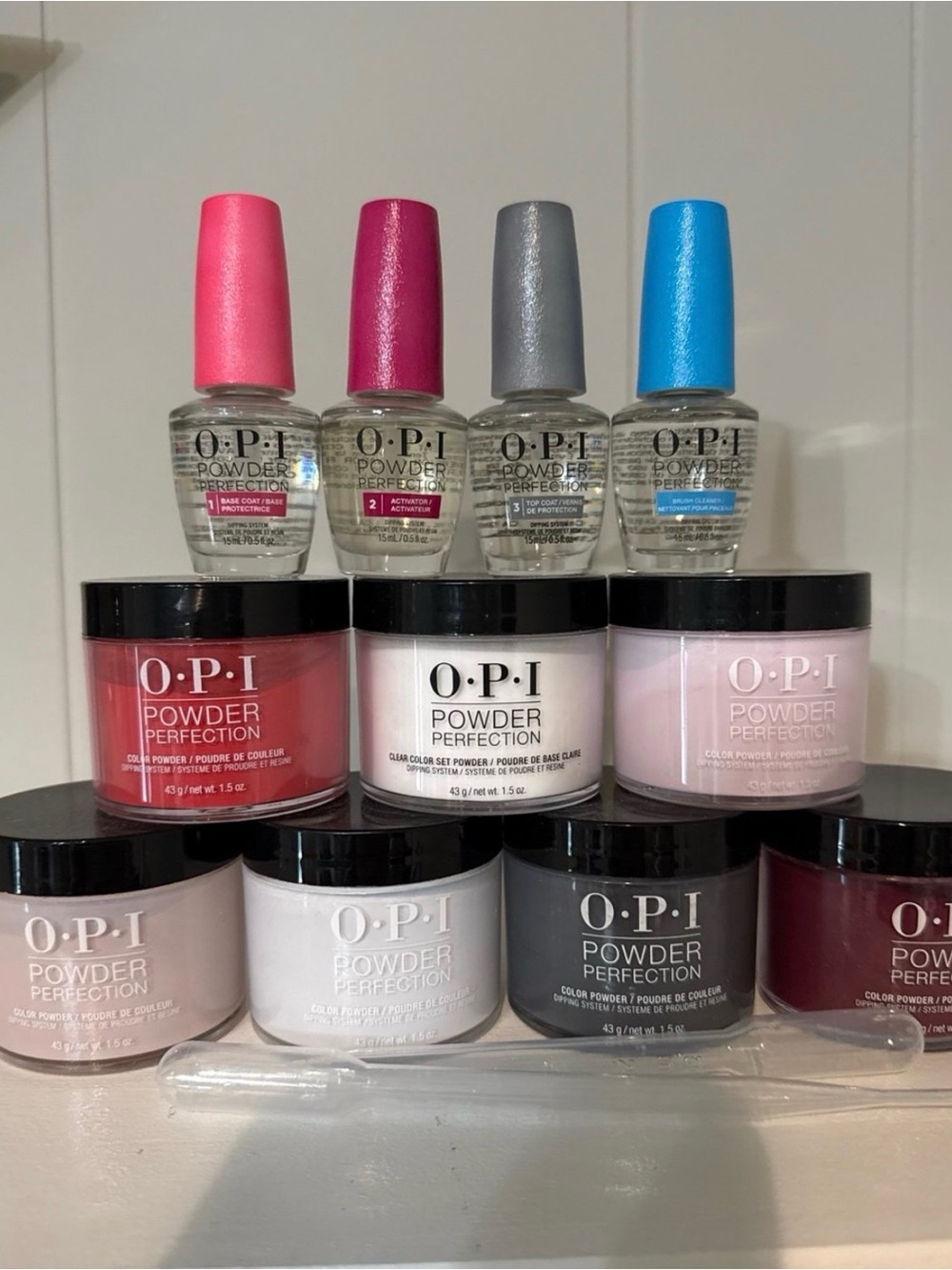 O.P.I Powder Perfection Nail Dips Set — Pink, White, Gray, Red